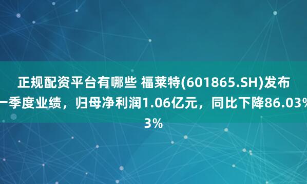 正规配资平台有哪些 福莱特(601865.SH)发布一季度业绩，归母净利润1.06亿元，同比下降86.03%