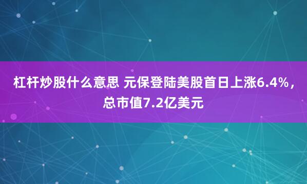 杠杆炒股什么意思 元保登陆美股首日上涨6.4%，总市值7.2亿美元